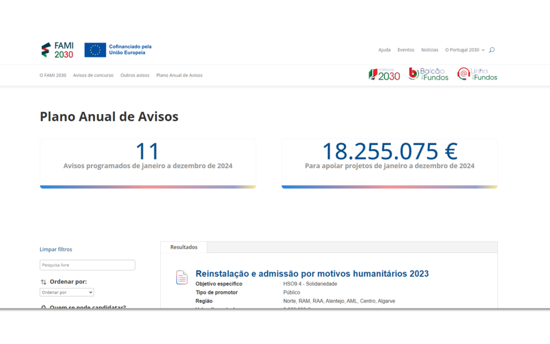 Plano Anual de Avisos do FAMI 2030 para 2024 já está disponível