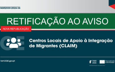FAMI 2030 republica aviso para os CLAIM e retifica a alteração ocorrida a 25 de agosto